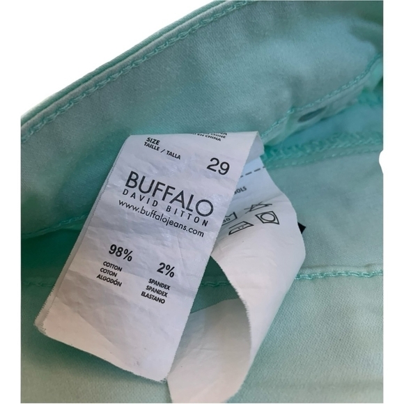 Women’s Jeans Buffalo David Bitton Rolled Hem Cropped Jeans Mint Cotton Denim - Picture 6 of 6